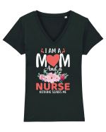 I Am A Mom And A Nurse Nothing Scares Me Tricou mânecă scurtă guler V Damă Evoker