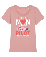 I Am A Mom And A Pilot Nothing Scares Me Tricou mânecă scurtă guler larg fitted Damă Expresser