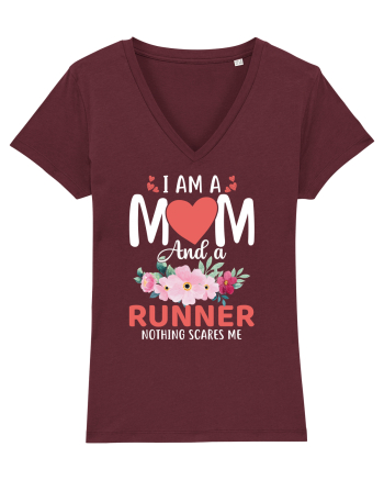 I Am A Mom And A Runner Nothing Scares Me Burgundy