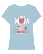 I Am A Mom And A Runner Nothing Scares Me Tricou mânecă scurtă guler larg fitted Damă Expresser