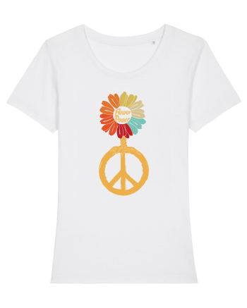 Flower Power Peace Sign White