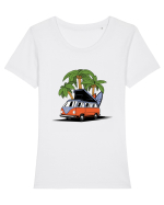 Hippie Summer Surf Tricou mânecă scurtă guler larg fitted Damă Expresser