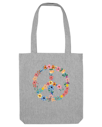 Peace Hippie Flowers Heather Grey