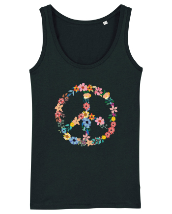 Peace Hippie Flowers Black
