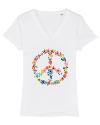 Peace Hippie Flowers White