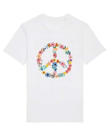 Peace Hippie Flowers White