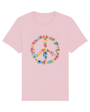 Peace Hippie Flowers Cotton Pink