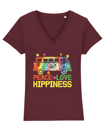 Peace Love Hippiness Burgundy