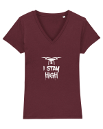 I stay High Tricou mânecă scurtă guler V Damă Evoker
