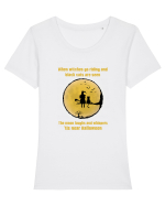 Witches and Black Cats Tricou mânecă scurtă guler larg fitted Damă Expresser
