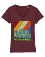 Retro Bucuresti Tricou mânecă scurtă guler V Damă Evoker