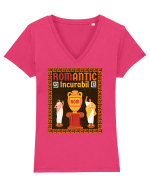Rom-Antic Incurabil Tricou mânecă scurtă guler V Damă Evoker