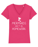 Mermaids dont do homework Tricou mânecă scurtă guler V Damă Evoker