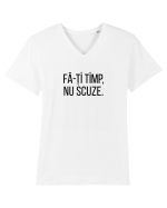 Fa-ti timp, nu scuze. Tricou mânecă scurtă guler V Bărbat Presenter