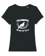 Columbofil  Un Mod de Viata  O Pasiune Tricou mânecă scurtă guler larg fitted Damă Expresser