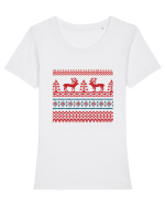 Craciun Romania motiv traditional Tricou mânecă scurtă guler larg fitted Damă Expresser