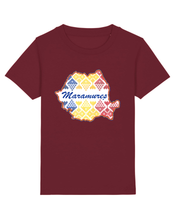 Maramures Romania Tricolor Motive Nationale Burgundy