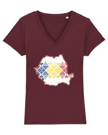 Romania Tricolor Motive Nationale Burgundy