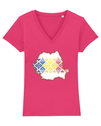 Romania Tricolor Motive Nationale Raspberry