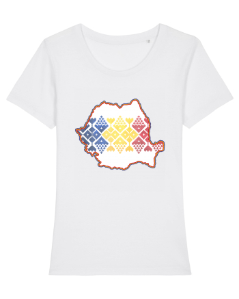 Romania Tricolor Motive Nationale White