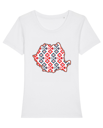 Romania Tricolor Motive Nationale Traditionale White