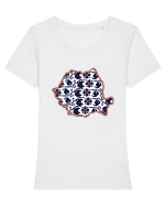 Romania Tricolor Motive Nationale Traditionale Tricou mânecă scurtă guler larg fitted Damă Expresser