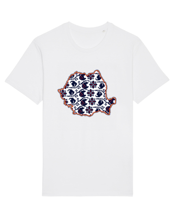 Romania Tricolor Motive Nationale Traditionale White