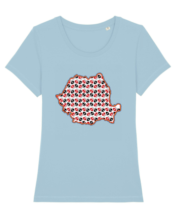 Romania Tricolor Motive Nationale Traditionale Sky Blue