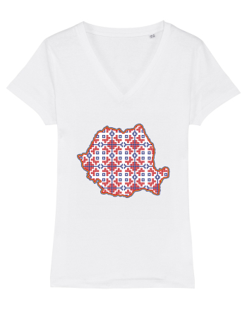 Romania Tricolor Motive Nationale Traditionale White