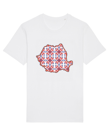 Romania Tricolor Motive Nationale Traditionale White