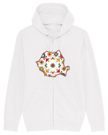 Romania Tricolor Motive Nationale Traditionale White