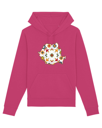 Romania Tricolor Motive Nationale Traditionale Raspberry