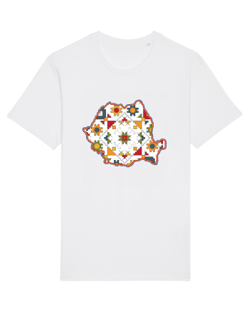 Romania Tricolor Motive Nationale Traditionale White