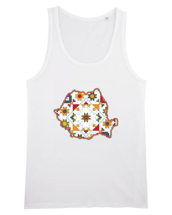 Romania Tricolor Motive Nationale Traditionale White