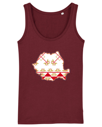 Romania Tricolor Motive Nationale Traditionale Burgundy