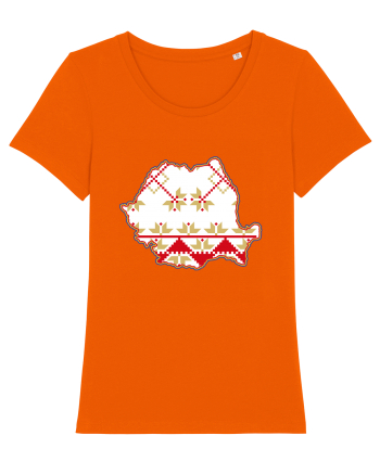 Romania Tricolor Motive Nationale Traditionale Bright Orange