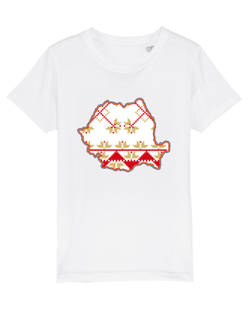 Romania Tricolor Motive Nationale Traditionale White