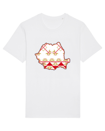 Romania Tricolor Motive Nationale Traditionale White