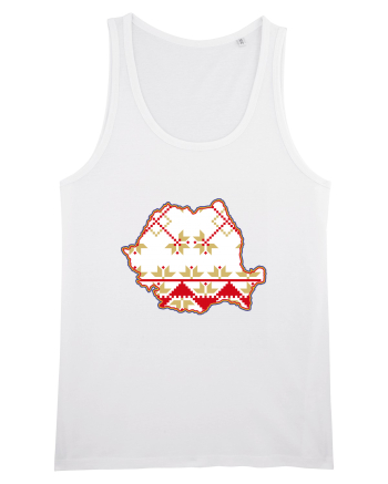Romania Tricolor Motive Nationale Traditionale White