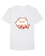 Romania Tricolor Motive Nationale Traditionale Tricou mânecă scurtă guler larg Bărbat Skater