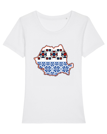 Romania Tricolor Motive Nationale Traditionale White