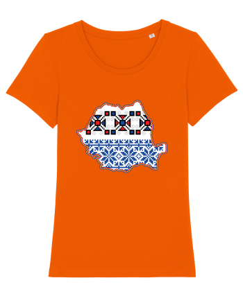 Romania Tricolor Motive Nationale Traditionale Bright Orange