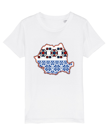 Romania Tricolor Motive Nationale Traditionale White