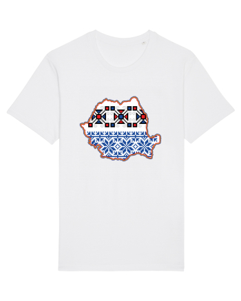 Romania Tricolor Motive Nationale Traditionale White