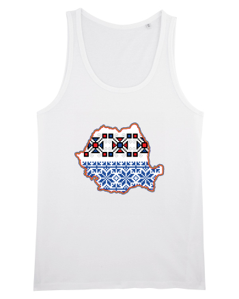 Romania Tricolor Motive Nationale Traditionale White
