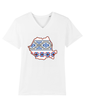 Romania Tricolor Motive Nationale Traditionale White