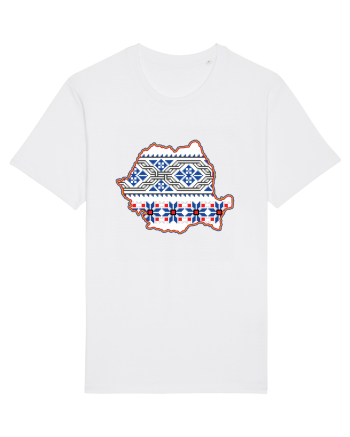 Romania Tricolor Motive Nationale Traditionale White