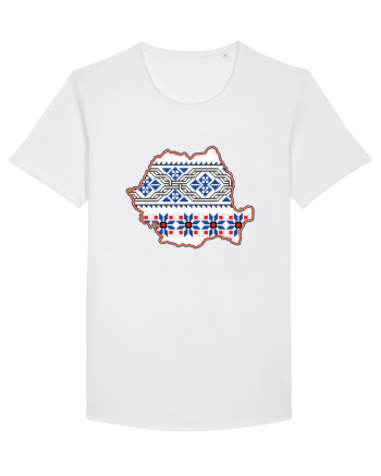 Romania Tricolor Motive Nationale Traditionale White