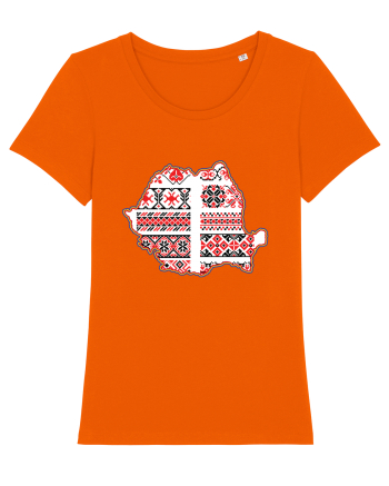 Romania Tricolor Motive Nationale Traditionale Bright Orange