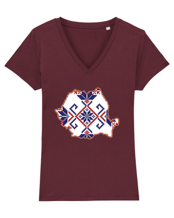 Romania Tricolor Motive Nationale Traditionale Burgundy